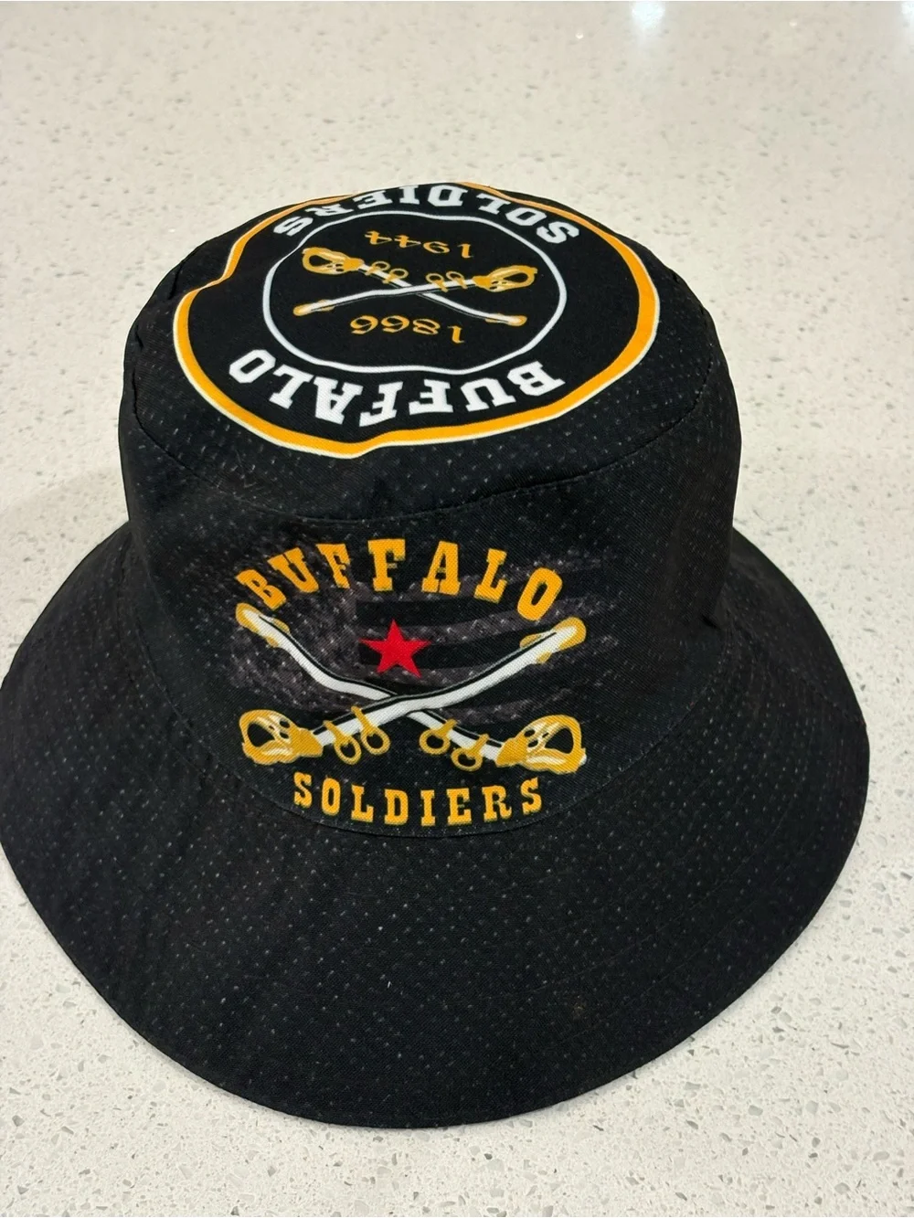 New Buffalo Soldiers Bucket Hat Black One Size 1866 1944 Historical Military